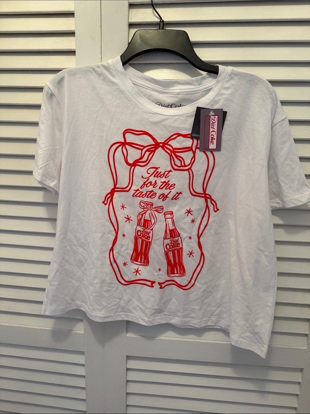 Women’s' White Graphic Tee - Red Print Diet coke M
